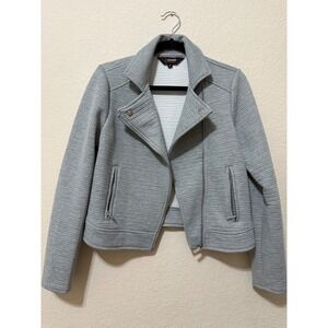 CISONO Moto Jacket‎ Ribbed Knit Gray Cropped Biker Coat